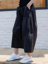 Women Solid Color Ruffled Elastic Waist Wide Leg Casual Pants
